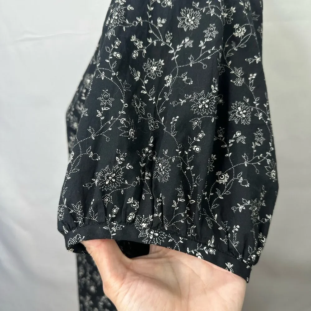 Madewell Black and White Puff Sleeve Top Size XS
